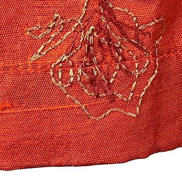 Coldwater Creek Womens Embroidered Raw 100% Silk Orange Button Up Jacket Shirt L - Picture 12 of 16